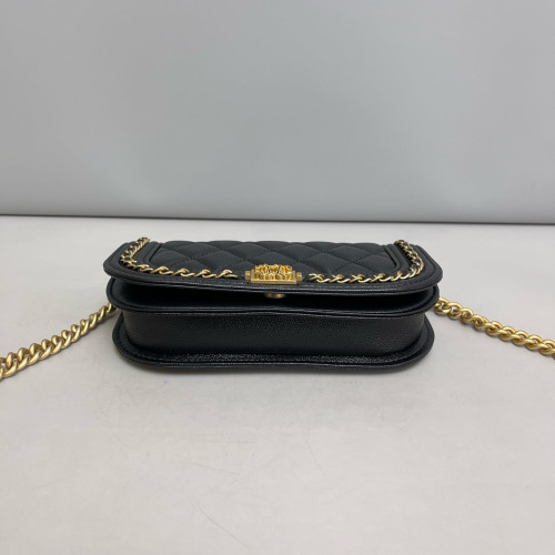 Chanel Quilted Boy Wallet On Chain WOC Caviar Black