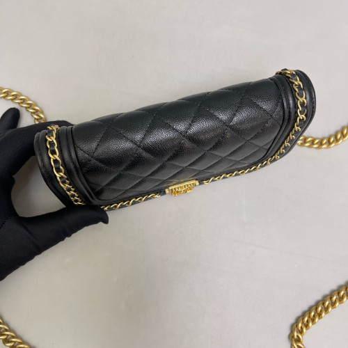 Chanel Quilted Boy Wallet On Chain WOC Caviar Black