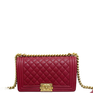 Chanel Quilted Medium Boy Flap Grained Calfskin Burgundy