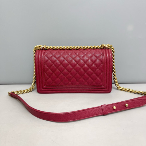 Chanel Quilted Medium Boy Flap Grained Calfskin Burgundy