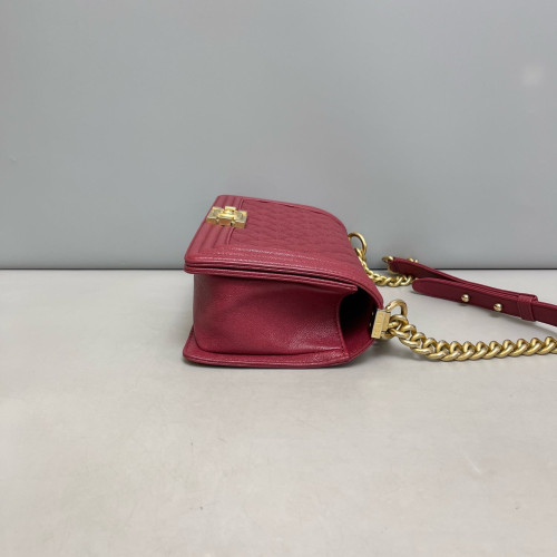 Chanel Quilted Medium Boy Flap Grained Calfskin Burgundy