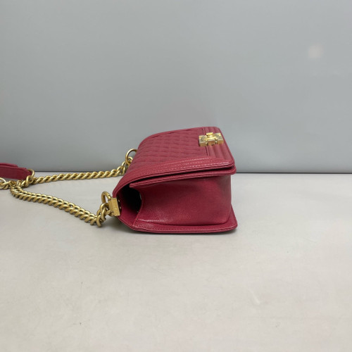 Chanel Quilted Medium Boy Flap Grained Calfskin Burgundy