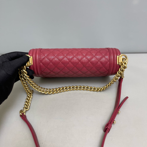 Chanel Quilted Medium Boy Flap Grained Calfskin Burgundy