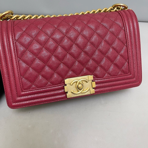 Chanel Quilted Medium Boy Flap Grained Calfskin Burgundy