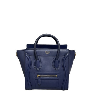 Celine Nano Luggage Calfskin Blue