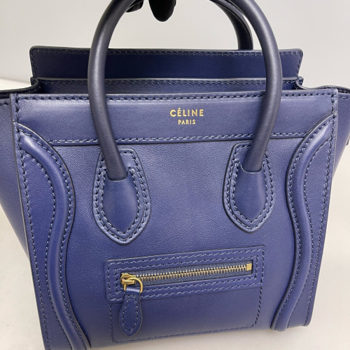 Celine Nano Luggage Calfskin Blue