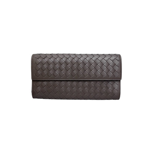 Bottega Veneta Continental Wallet Lambskin Intrecciato Nappa Dark Brown