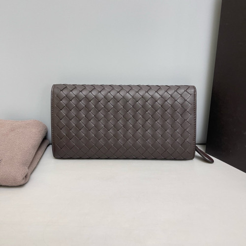 Bottega Veneta Continental Wallet Lambskin Intrecciato Nappa Dark Brown