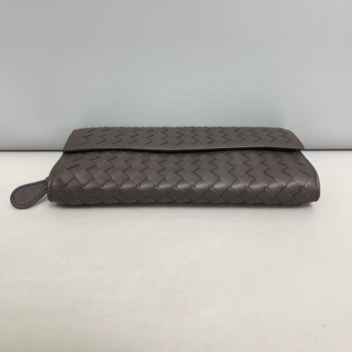 Bottega Veneta Continental Wallet Lambskin Intrecciato Nappa Dark Brown