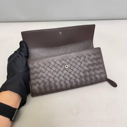 Bottega Veneta Continental Wallet Lambskin Intrecciato Nappa Dark Brown