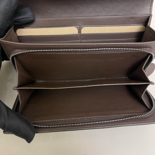 Bottega Veneta Continental Wallet Lambskin Intrecciato Nappa Dark Brown