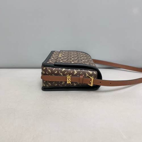 Burberry Small Two Tone Grace Bag Monogram Calfskin Brown Black Dark Brown