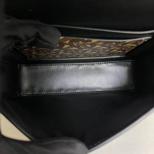 Burberry Small Two Tone Grace Bag Monogram Calfskin Brown Black Dark Brown