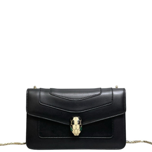 Bvlgari Medium Serpenti Forever Shoulder Bag Calfskin Black