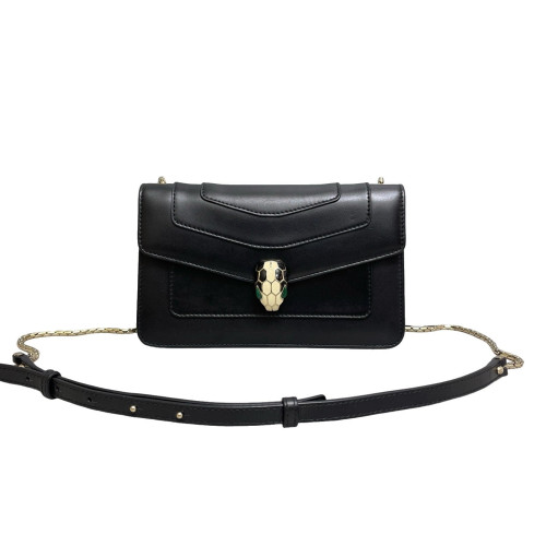 Bvlgari Medium Serpenti Forever Shoulder Bag Calfskin Black