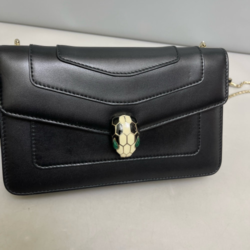 Bvlgari Medium Serpenti Forever Shoulder Bag Calfskin Black