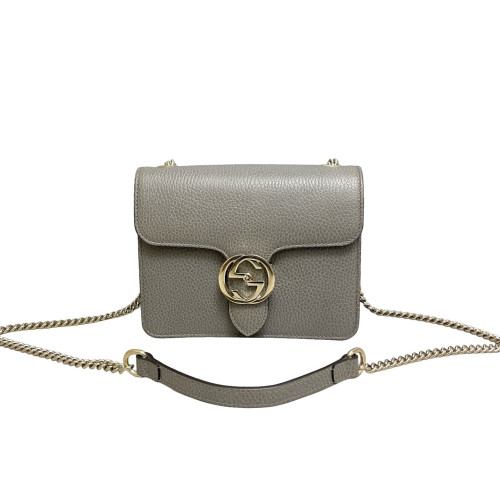 Gucci Small Interlocking G Shoulder Bag Grained Calfskin Grey Gucci Small Interlocking G Shoulder Bag Grained Calfskin Grey