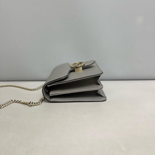 Gucci Small Interlocking G Shoulder Bag Grained Calfskin Grey Gucci Small Interlocking G Shoulder Bag Grained Calfskin Grey