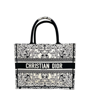 Dior Medium Book Tote Canvas Black Beige