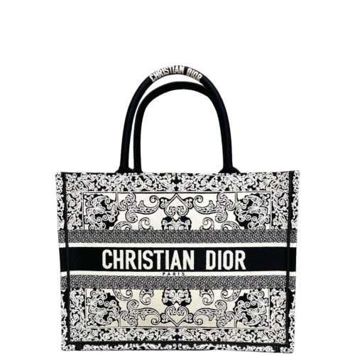 Dior Medium Book Tote Canvas Black Beige Dior Medium Book Tote Canvas Black Beige