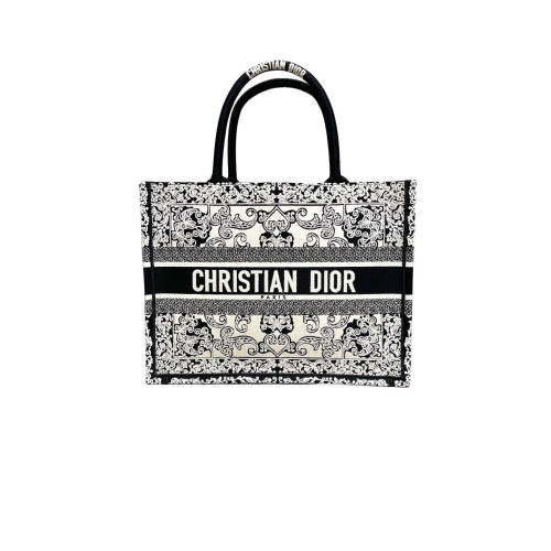 Dior Medium Book Tote Canvas Black Beige Dior Medium Book Tote Canvas Black Beige