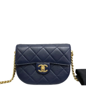 Chanel Quilted Mini Flap Calfskin Dark Blue
