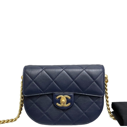 Chanel Quilted Mini Flap Calfskin Dark Blue