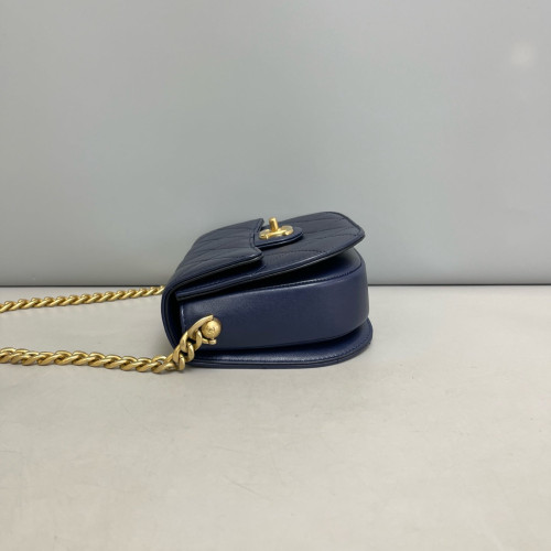 Chanel Quilted Mini Flap Calfskin Dark Blue
