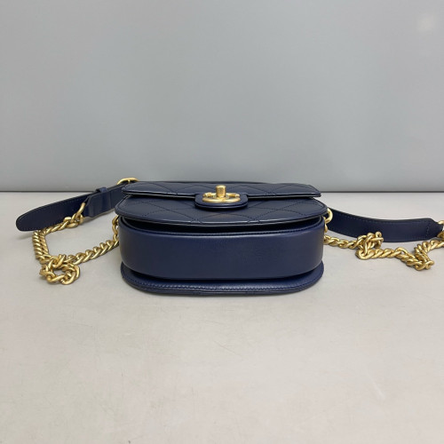 Chanel Quilted Mini Flap Calfskin Dark Blue