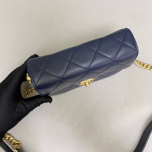 Chanel Quilted Mini Flap Calfskin Dark Blue