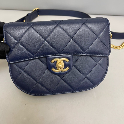 Chanel Quilted Mini Flap Calfskin Dark Blue