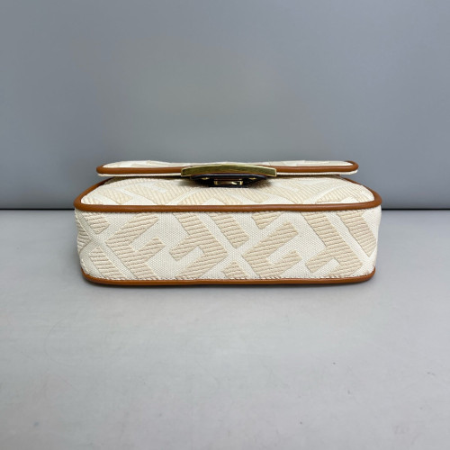 Fendi Mini Baguette Macro FF Calfskin Beige Brown