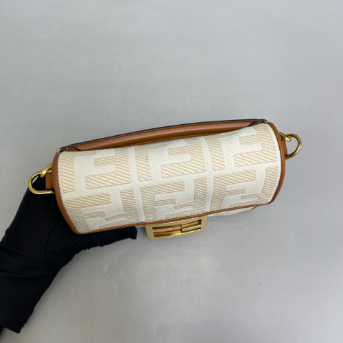 Fendi Mini Baguette Macro FF Calfskin Beige Brown