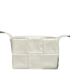Bottega Veneta Mini Cassette Crossbody Bag Calfskin Maxi Intrecciato White