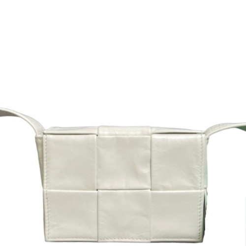 Bottega Veneta Mini Cassette Crossbody Bag Calfskin Maxi Intrecciato White