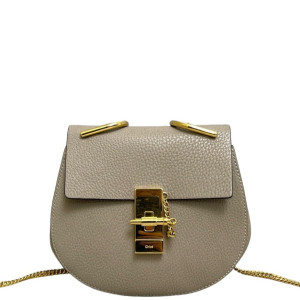 Chloe Mini Drew Shoulder Bag Grained Calfskin Grey Chloe Mini Drew Shoulder Bag Grained Calfskin Grey