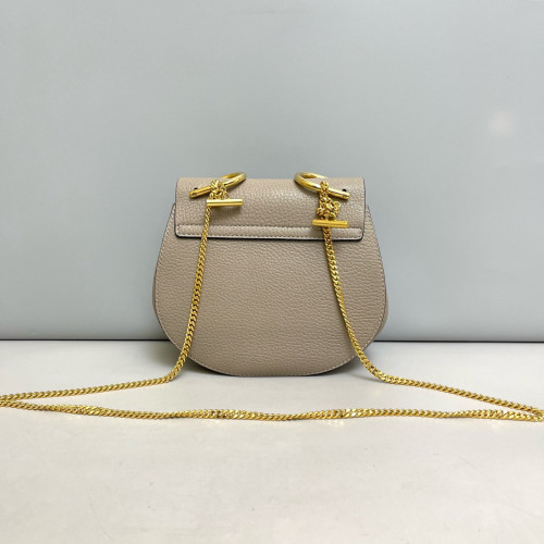 Chloe Mini Drew Shoulder Bag Grained Calfskin Grey