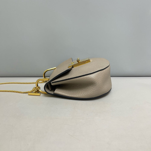 Chloe Mini Drew Shoulder Bag Grained Calfskin Grey