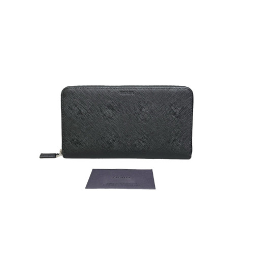Prada Zip Around Wallet Saffiano Calfskin Black Prada Zip Around Wallet Saffiano Calfskin Black