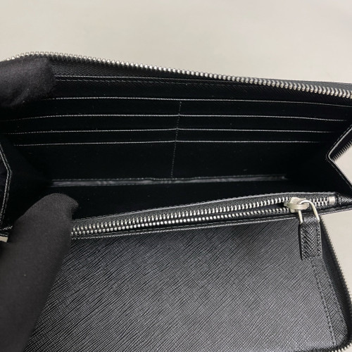 Prada Zip Around Wallet Saffiano Calfskin Black Prada Zip Around Wallet Saffiano Calfskin Black