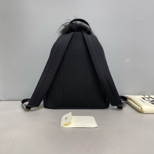 Fendi Monster Eyes Medium Backpack Nylon Calfskin Calfskin Crocodile Embossed Black Yellow