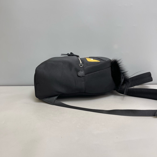 Fendi Monster Eyes Medium Backpack Nylon Calfskin Calfskin Crocodile Embossed Black Yellow