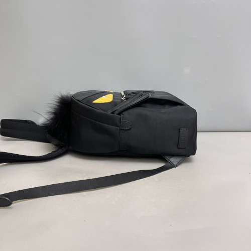 Fendi Monster Eyes Medium Backpack Nylon Calfskin Calfskin Crocodile Embossed Black Yellow