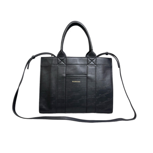 Balenciaga Logo Embossed Tote Bag Calfskin Black Balenciaga Logo Embossed Tote Bag Calfskin Black