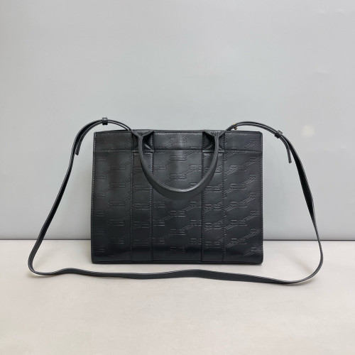 Balenciaga Logo Embossed Tote Bag Calfskin Black Balenciaga Logo Embossed Tote Bag Calfskin Black