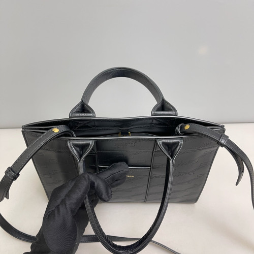 Balenciaga Logo Embossed Tote Bag Calfskin Black Balenciaga Logo Embossed Tote Bag Calfskin Black
