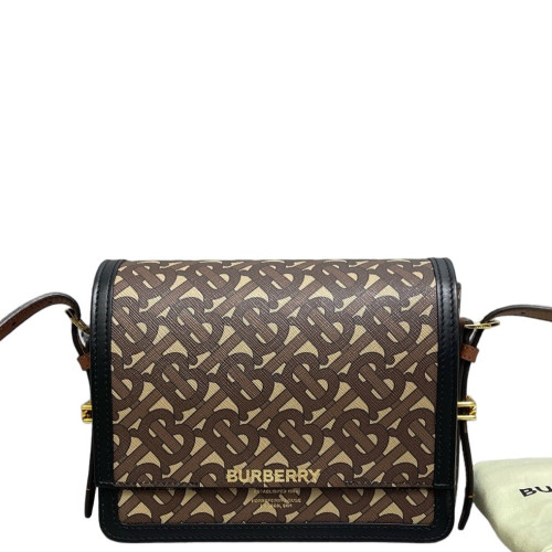 Burberry Small Grace Crossbody Bag Monogram Calfskin Brown Black Beige