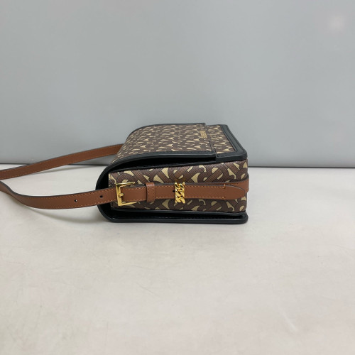 Burberry Small Grace Crossbody Bag Monogram Calfskin Brown Black Beige