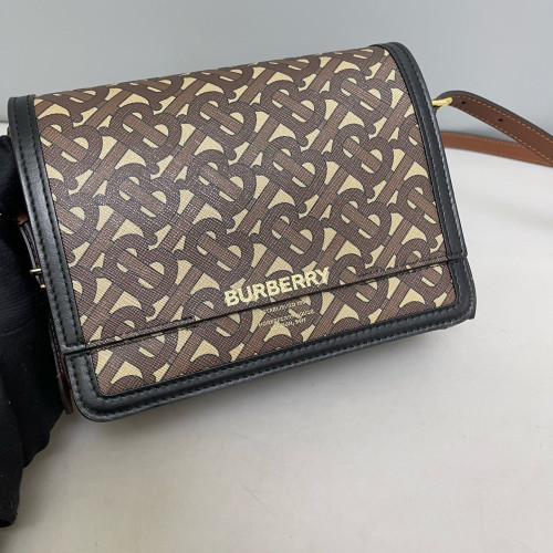 Burberry Small Grace Crossbody Bag Monogram Calfskin Brown Black Beige