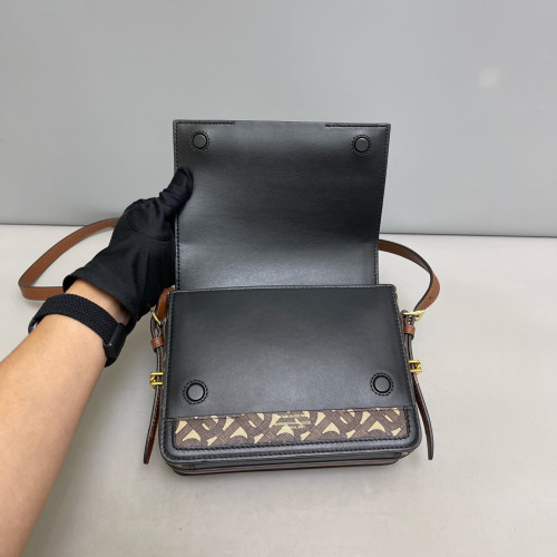 Burberry Small Grace Crossbody Bag Monogram Calfskin Brown Black Beige